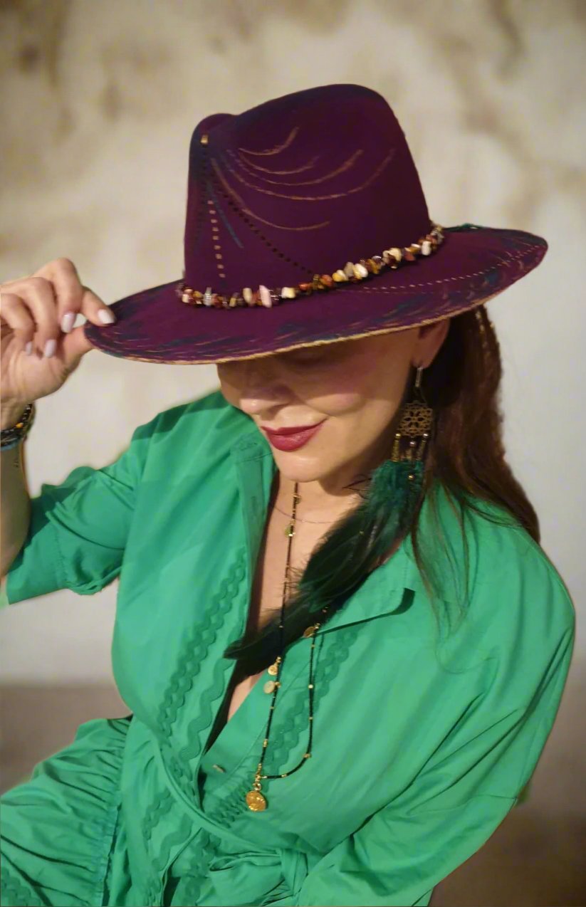 Fedora Classic STAY WILD Purple Rain- Vallentin Boho Kapelusze